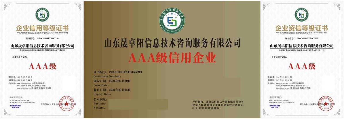 晟卓阳信息技术咨询服务斩获全套AAA资质 科学家庭教育与信息技术服务的里程碑